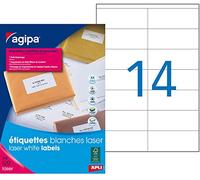 AGIPA Étiquettes 105x42 – Boîte 1400 (14x100F A4) Laser/Copieur Coin droit Adhésif permanent Blanc