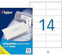 APLI Étiquettes 105 x 42 mm – 1400 étiquettes (14×100 A4) Adhésif permanent Blanc Coin droit