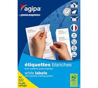 AGIPA Bte 2100 étiquette 70x42,4 mm (21 x 100F A4) Multi-usage Coin Droit Perm. Blanc
