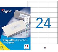AGIPA Bte 2400 étiquette 70x35 mm (24 x 100F A4) Multi-usage Coin Droit Permanent Blanc