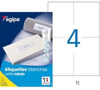 AGIPA Bte 400 étiquette 105x148,5 mm (4 x 100F A4) Multi-usage Coin Droit Permanent Blanc