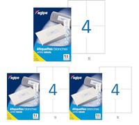 AGIPA Bte 400 étiquette 105x148,5 mm (4 x 100F A4) Multi-usage Coin Droit Permanent Blanc (Lot de 3)
