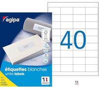 AGIPA Bte 4000 étiquette 48,5x25,4 mm (40 x 100F A4) Multi-usage Coin Droit Permanent Blanc