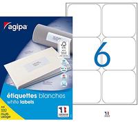 AGIPA Bte 600 étiquette 99,1x93,1 mm (6 x 100F A4) Multi-usage Coin Rond Permanent Blanc