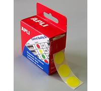 AGIPA Lot de 5 Boites Distributrice 150 étiquettes Gommettes de signalisation Rondes 15 mm Jaune