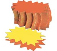 APLI Étiquettes 12950 – fluo éclatées non effaçables, jaune/orange, carton 680 g, 8×12 cm, 50 unités