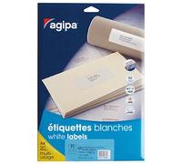 Apli Agipa Pochette d'étiquettes adhésives blanches 63,5×38,1 mm coins arrondis FSC 525 étiquettes