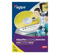 APLI Étiquettes CD/DVD 119884 – Boîte de 200 – Diamètre 117