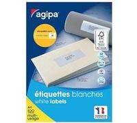 AGIPA Bte 2100 étiquette 63,5x38,1 mm (21 x 100F A4) Multi-usage Coin Rond Permanent Blanc