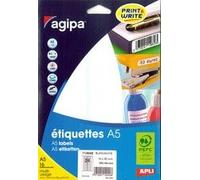 Agipa Etiquettes - Étiquettes Adhésives Permanentes - Blanc - 56 X 34 Mm 192 Étiquette(S) ( 16 Feuille(S) X 12 )
