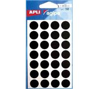 Agipa Étiquettes Ronds En Pochette Diamètre 15 Mm, Noir, 168 Pièces, 28 Par Feuille