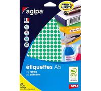AGIPA Etui A5 (10F) de 2940 Pastilles Gommettes Rondes 8 mm Vert