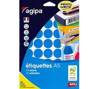 APLI Étui A5 (10F) 400 Pastilles Gommettes Rondes 24 mm Bleu