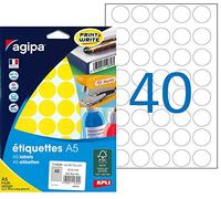 AGIPA Etui A5 (10F) de 400 Pastilles Gommettes Rondes 24 mm Jaune