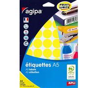 APLI Étui A5 (10F) AGIPA – 400 pastilles gommettes rondes 24 mm Jaune