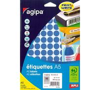 AGIPA Etui A5 (10F) de 960 Pastilles Gommettes Rondes 15 mm Bleu
