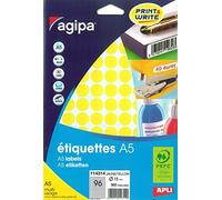 AGIPA Etui A5 (10F) de 960 Pastilles Gommettes Rondes 15 mm Jaune