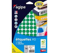APLI Étui A5 960 étiquettes rondes vertes 15 diam