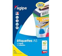 AGIPA Etui A5 (16F) de 1120 étiquettes multi-usage Permanentes Rondes 19 mm Blanc
