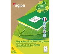 Agipa Lot De 3 Btes 1400 Étiquette 99,1x38,1 Mm (14 X 100f A4) Multi-Usage Coin Rond Recyclé Blanc