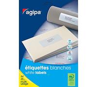 AGIPA Lot de 3 Etuis 1400 étiquette 20x50 mm (56 x 25F A4) Multi-usage Coin Rond Permanent Blanc