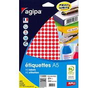 AGIPA Lot de 3 Etuis A5 (10 Feuilles) de 2940 Pastilles Gommettes Rondes 8 mm Rouge
