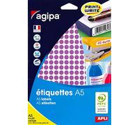 AGIPA Lot de 3 Etuis A5 (10F) de 2940 Pastilles Gommettes Rondes 8 mm Mauve