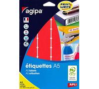 Apli-Agipa - Adhésif Permanent - Rouge - 24 X 33.5 Mm 320 Étiquette(S) (10 Feuille(S) X 32 Étiquettes