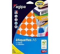 AGIPA Lot de 3 Etuis A5 (10F) de 400 Pastilles Gommettes Rondes 24 mm Orange