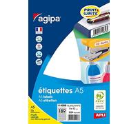 AGIPA Lot de 3 Etuis A5 (16F) de 3024 étiquettes multi-usage Permanentes 9 x 13 mm Blanc
