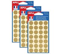 APLI Pastilles adhésives AGIPA métallisées – 112 pièces – Ø 15 mm – Or