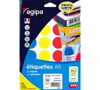 AGIPA Lot de 3 Etuis de 168 pastilles gommettes rondes 30 mm de couleurs assorties