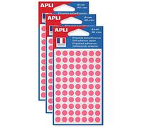 APLI Pastilles adhésives 111838 – Ø 8 mm – Pochette 462 pièces – Rose