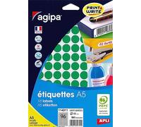 APLI Étui A5 960 étiquettes rondes vertes 15 diam