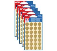 Agipa Lot De 5 Etuis De 112 Pastilles Gommettes Rondes Diam 15 Mm Or