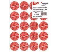 Agipa paquet de 100 étiquettes liquidation, diamètre 37,5 mm, rouge 101512 Rouge G