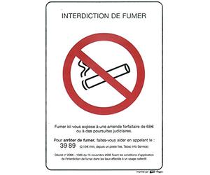Agipa - plaques - Etiquettes adhesives "interdit de fumer" - POCH 2 ETQ INTERDICTION DE FUMER A5