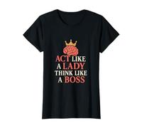 Agir comme Une Dame Pense comme Un Patron Couronne féministe Cerveau Corail T-Shirt