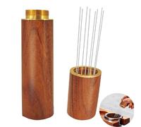 Agitateur à Café Expresso,8 Aiguilles Fines 0,4 mm Espresso Distribution Tools Espresso Coffee Stirrer avec Manche et Support en Bois Naturel pour Cafés et amateurs de Café