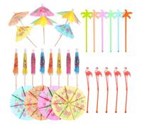 Agitateur À Cocktail En Papier Flamant Rose, Bâtonnets De Parapluie Pour Boisson, Décoration De Fête À La Plage Hawaïenne, Fournitures De Bar