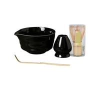 Agitateur à matcha en céramique, fouet et bol, ensemble de 4 pièces avec coffret(Black)
