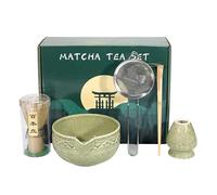 Agitateur à matcha en céramique, fouet et bol, ensemble de thé 5 pièces, support d'outils Chasen for cérémonie, kit for débutants(Dark matcha)