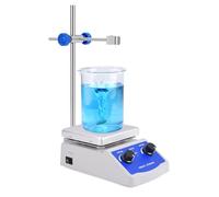 Agitateur Magnétique Avec Plaque Chauffante Et Support, Capacité De Mélange De 1000 Ml, 5 X 5 Pouces, Vitesse Réglable 0-1600 Tr/min, Pour Expériences De Chimie, Recherche Scolaire Et Domestique
