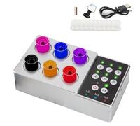 Agitateur magnétique pour pigments, mini mélangeur d'encre de tatouage avec 10 godets de couleur, contrôle indépendant à 6 trous, 3 vitesses réglables, batterie 2500 mAh(Silver)