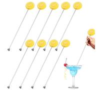 Agitateurs à cocktail | Agitateurs à café au citron - Agitateurs à café en métal pour fruits, bâtonnets mélangeurs de boissons en acier inoxydable, pour boissons, cocktails, fournitures de