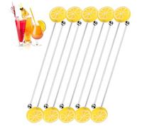 Agitateurs de boisson à cocktail - Bâtons mélangeurs en acier inoxydable au citron, durables et réutilisables, shaker à cocktail de qualité supérieure pour fêtes, bars à domicile, restaurants
