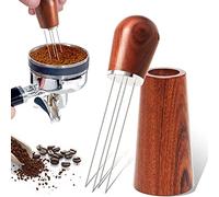 Agitateurs d'espresso, Outils WDT, Distributeur d'Aiguilles à Café, Aiguille à Café, Agitateur Café, 4 Aiguilles de 7 mm, Avec Poignée et Base en Bois, pour la Distribution de l'espresso