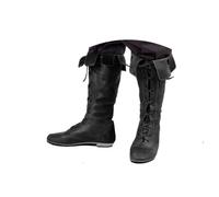 Agiyenna Bottes Médiévales pour Hommes Chaussures Steampunk Renaissance Bottes Occidentales Rétro Talon Épais Bottes Plates à Enfiler Mi-hautes Couleur Unie Bottes de Moto à Lacets Décontractées