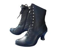 Agiyenna Bottes Victoriennes Pointues Pour Femme Bottines Gothiques Punk En Cuir Pu Vintage Bottines Avec Fermeture Éclair Talon Bas Bottes De Costume De Fête