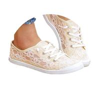 Agiyenna Chaussures de Sport Outdoor pour Femme À Lacets et Détail Pointu Style Slip-on Baskets Plates pour l'Été Respirantes Élégantes Couleur Unie pour Loisirs et Légèreté